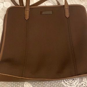 Coach Vintage Neoprene brown bag with leather trim.